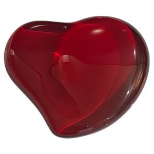 Vintage Tiffany & Co Elsa Peretti Clear Red Glass Heart Paperweight